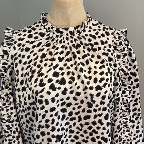 J Crew Ruffle Neck Long Sleeve Top Size XS - Picture 2 of 13